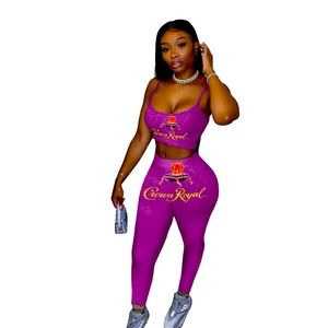Purple Two piece set with CROWN ROYAL logo
